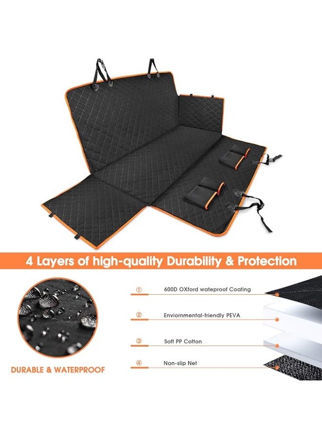 Dog Car Seat Cover - Waterproof Pet Hammock with 4 Bags Side Flap, Scratchproof and Nonslip Backseat Protection for Car, Truck and SUV - Image 5