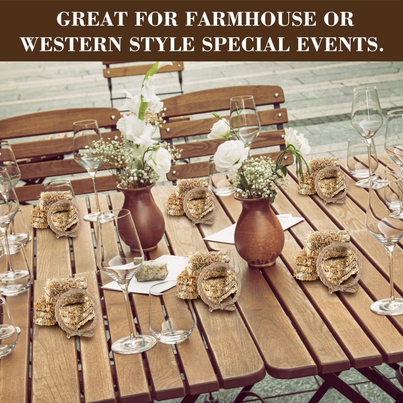 Conelist 24 Pcs Western Themed Party Decorations 12 Mini Decorative Hay Bales with 12 Twisted Hemp Rope for Cowboy Table Centerpieces Horse Rodeo Fall Harvest Craft, 1.2 x 2.6 x 1.2 Inch Each - Image 4