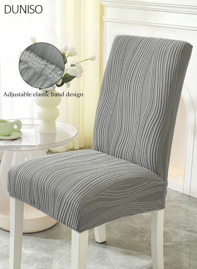 DUNISO 4 Pack Dining Chair Covers, Jacquard Stretchable Slipcovers, Removable Washable Chair Protectors for Kitchen & Hotel - Image 1