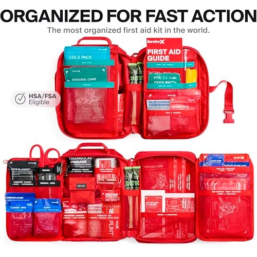 SurviveX Large Pro First Aid Kit for Car, Travel & Home - Emergency Kit for Hiking, Camping, Backpacking and Outdoors - Includes Zip Stitch Wound Closure Strips - Image 3