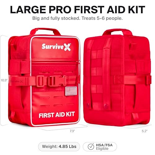 SurviveX Large Pro First Aid Kit for Car, Travel & Home - Emergency Kit for Hiking, Camping, Backpacking and Outdoors - Includes Zip Stitch Wound Closure Strips - Image 2