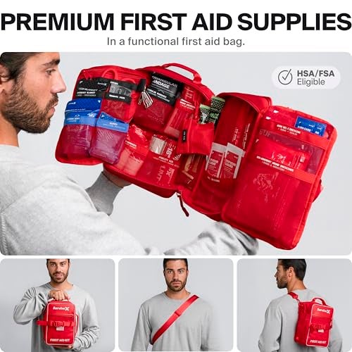 SurviveX Large Pro First Aid Kit for Car, Travel & Home - Emergency Kit for Hiking, Camping, Backpacking and Outdoors - Includes Zip Stitch Wound Closure Strips - Image 4