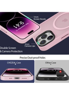 Generic Magnetic Case For iPhone 14 Pro Max Case Compatible with MagSafe Military Grade Protection Shockproof Translucent Matte Case Anti Scratch Shockproof Phone Case (Pink)  - Image 2