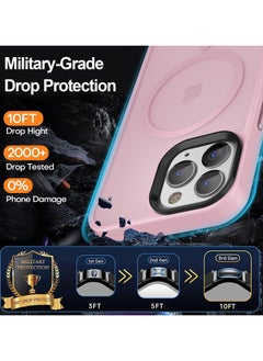 Generic Magnetic Case For iPhone 14 Pro Max Case Compatible with MagSafe Military Grade Protection Shockproof Translucent Matte Case Anti Scratch Shockproof Phone Case (Pink)  - Image 3
