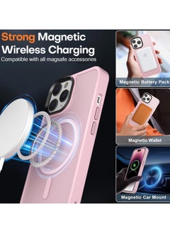 Generic Magnetic Case For iPhone 14 Pro Max Case Compatible with MagSafe Military Grade Protection Shockproof Translucent Matte Case Anti Scratch Shockproof Phone Case (Pink)  - Image 4