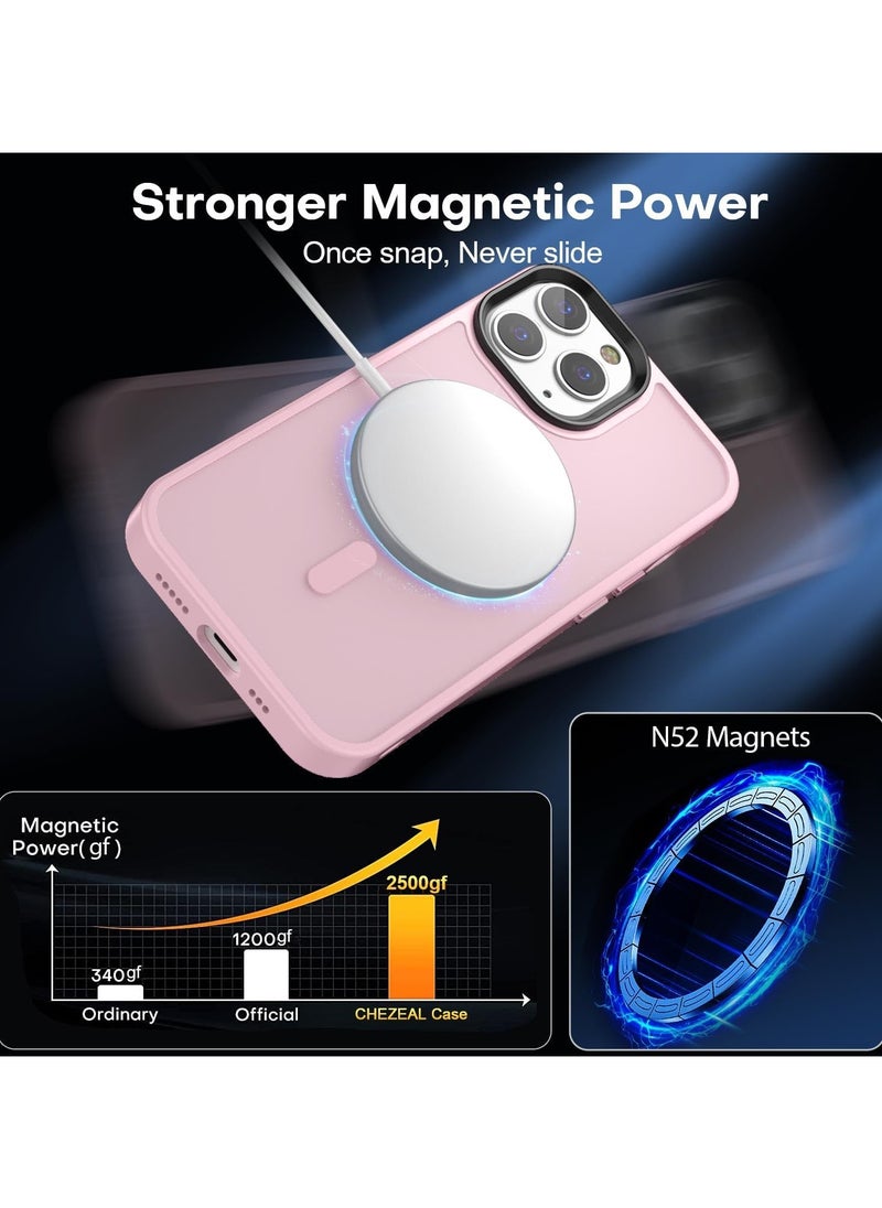 Generic - Magnetic Case For iPhone 14 Pro Max Case Compatible with MagSafe Military Grade Protection Shockproof Translucent Matte Case Anti Scratch Shockproof Phone Case (Pink) - Image 1