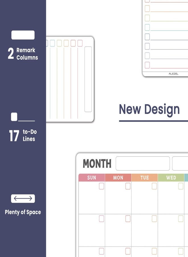 ALEZEL Magnetic Dry Erase Calendar for Fridge, Refrigerator Calendar Whiteboard Set - Monthly Planner with 2 List Boards, 4 Markers + Eraser, Colorful - Image 2