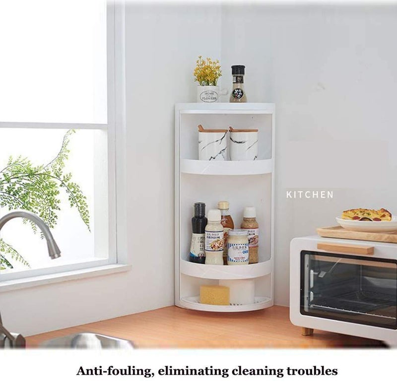 VBM Bathroom Corner Rack Big,Round Corner Kitchen Bathroom Shelf,Corner Cabinets with Doors and Shelves for Bathroom Bathtub Toilet Table(Color : White) (Big) (12.66) - Image 5