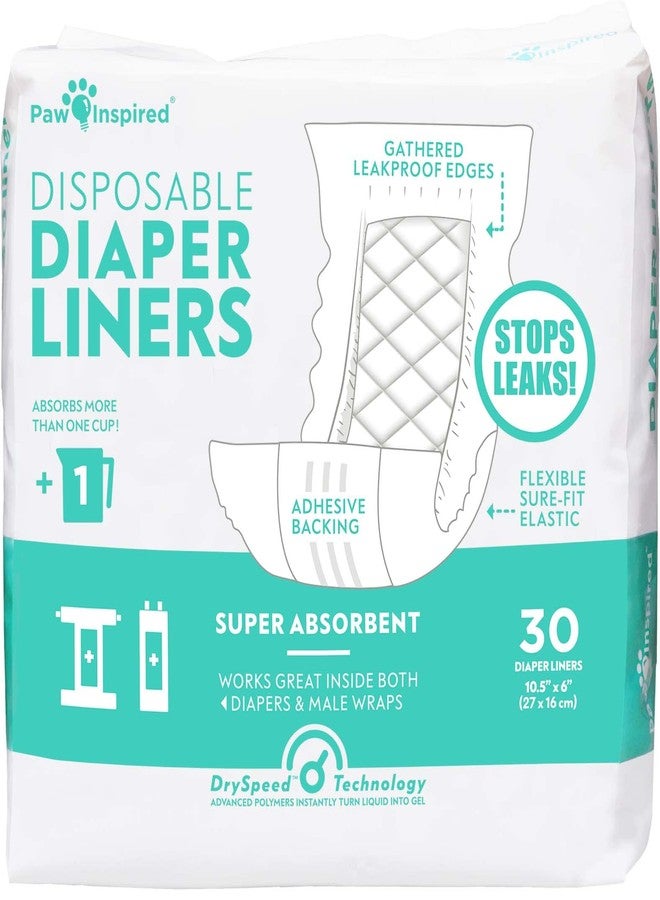 Paw Inspired Dog Diaper Liners | Inserts for Washable Covers, Female Dog Diapers, and Male Dog Belly Bands | Leakproof, Super Absorbent (30 Count) - Image 1