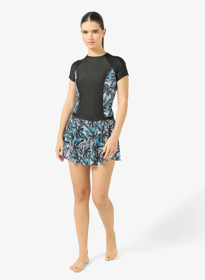 FRWD Zip Up Swimsuit with Floral Skirt