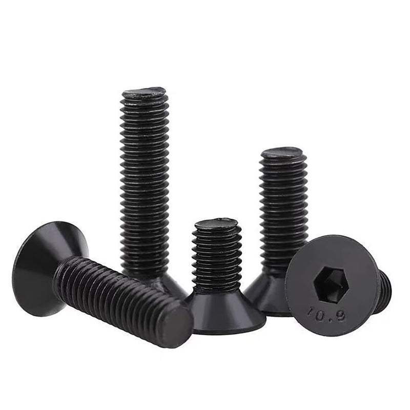 HanTof 100PCS M5 x 8/12/16/20/30mm Flat Head Hex Socket Cap Screws Bolts, CSK Allen Head Machine Screws Set With Hex Key, Grade 10.9 Alloy Steel Black Oxide Finish, Fully Threaded Pitch: 0.8mm - Image 2
