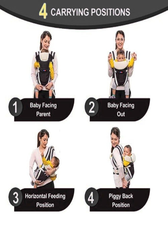 Zmacaw 4-in-1 Baby Carrier Cum Kangaroo Bag | Travel Friendly Baby Holder for Front, Back | Adjustable, Comfy & Safe with Buckle Straps, 6 to 18 Months Baby,Max Weight Up to 11Kgs (Black) - Image 2