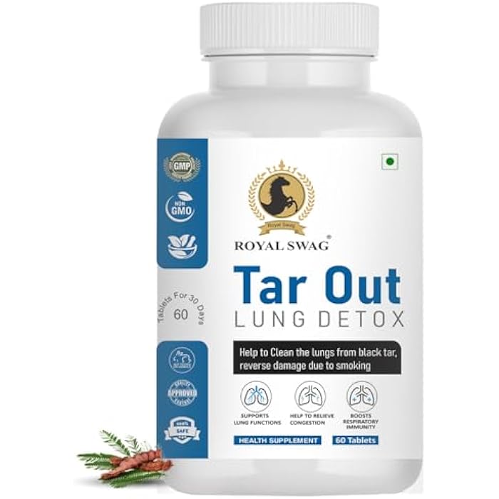 Royal Swag Tar Out Lung Cleanse and Detox Tablet (60 Pcs) Pack Natural Respiratory Support Supplement for Smokers and Non-Smokers Support Lung Health and Detoxification - Image 1