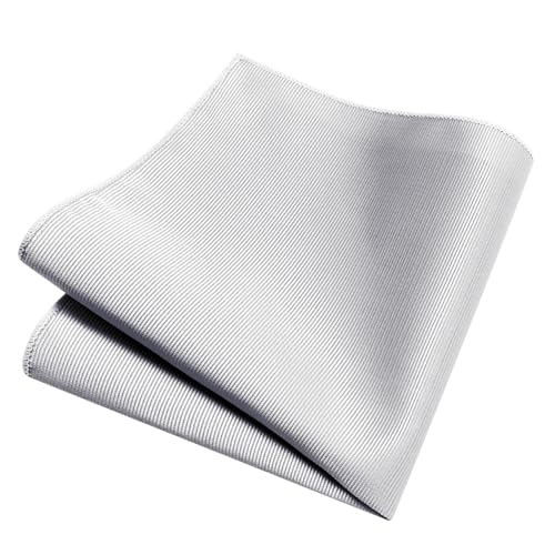 GUSLESON Solid Silver Wedding Ties For Men Neckties and Pocket Square Cufflinks Sets(IN0789-50) - Image 3