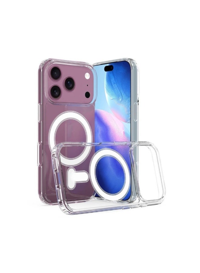 Apple iPhone 17 Pro Max 5G 2025 Magnetic Case, Slim Transparent Flexible TPU Shockproof Magsafe Back Phone Case (MCTPTN) - Clear - Image 1