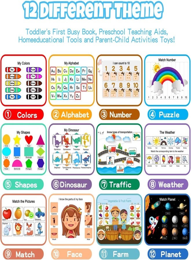 CRIYALE Busy Binder Book for Toddlers 2 3 4 5 6 Years Old, Kids Sensory Montessori Educational Toys, Preschool Learning Activity and Early Quite Velcro Book for Boys & Girls Develops Fine Motor Skills - Image 2