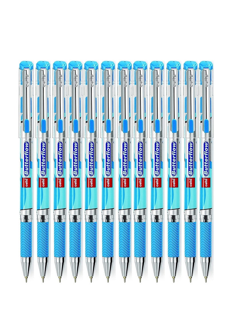 Cello 12-Piece Butterflow Ballpoint Pen 0.7mm Tip Blue Ink - Image 2