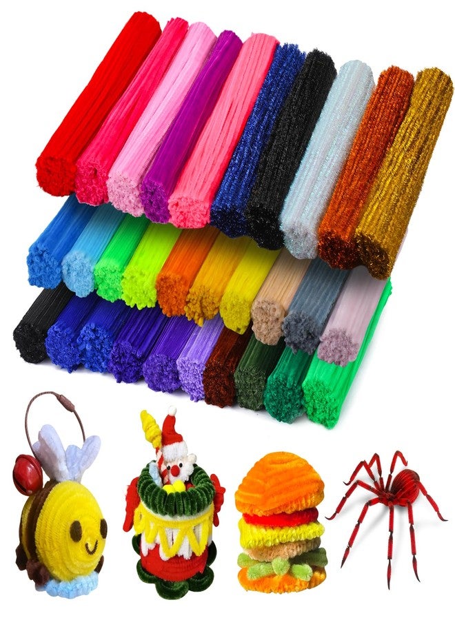 Veroave 3000Pcs 30 Colors Pipe Cleaners, Pipe Cleaners for Crafts, Craft Supplies Multicolor Chenille Stems, Glitter Craft Pipe Cleaners for DIY Arts Crafts Project - Image 1