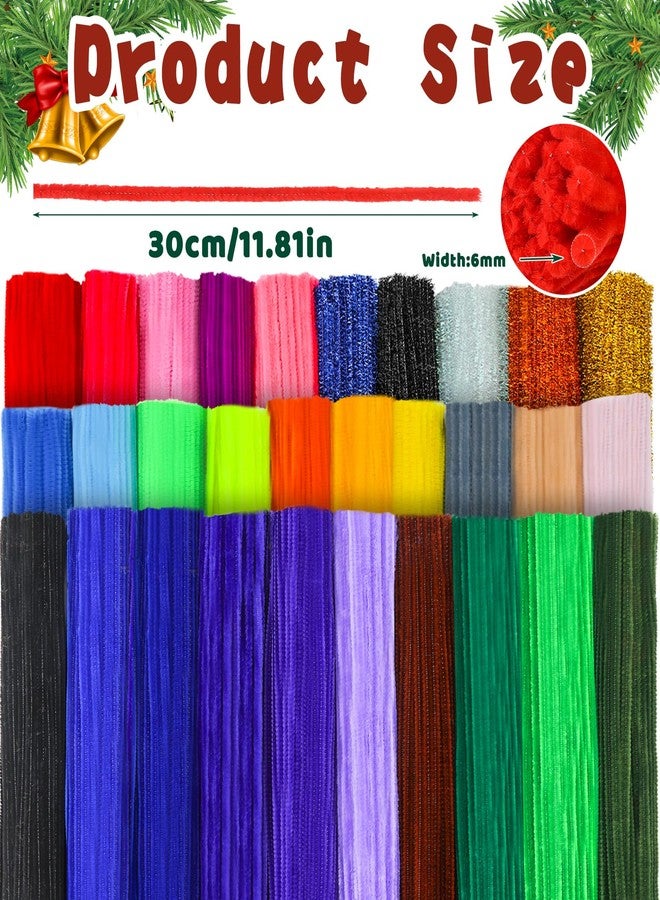 Veroave 3000Pcs 30 Colors Pipe Cleaners, Pipe Cleaners for Crafts, Craft Supplies Multicolor Chenille Stems, Glitter Craft Pipe Cleaners for DIY Arts Crafts Project - Image 3