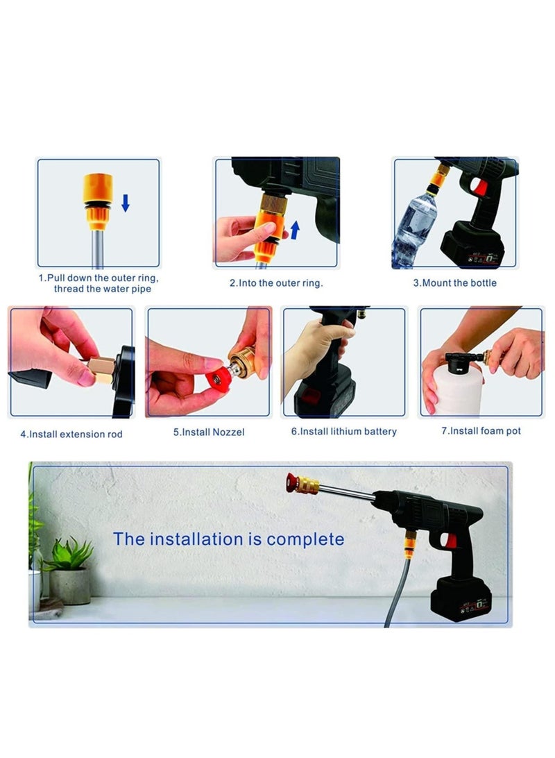 ELTRAZONE 48V Cordless Portable Washer Electric High Pressure Cleaner Machine 200W 30 Bar Lithium Handheld Car Cleaning Device With Foam Generator Nozzle Water Pump  - Image 4