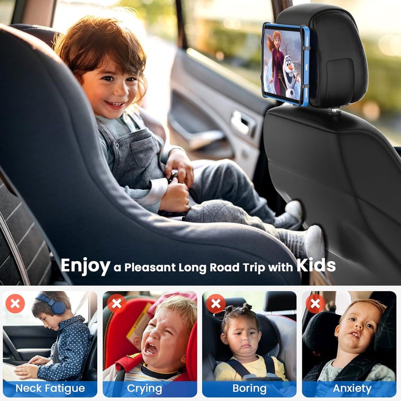 WONNIE Upgraded Car Headrest Mount Holder for Tablets (7-12.9 Inch) - Image 2