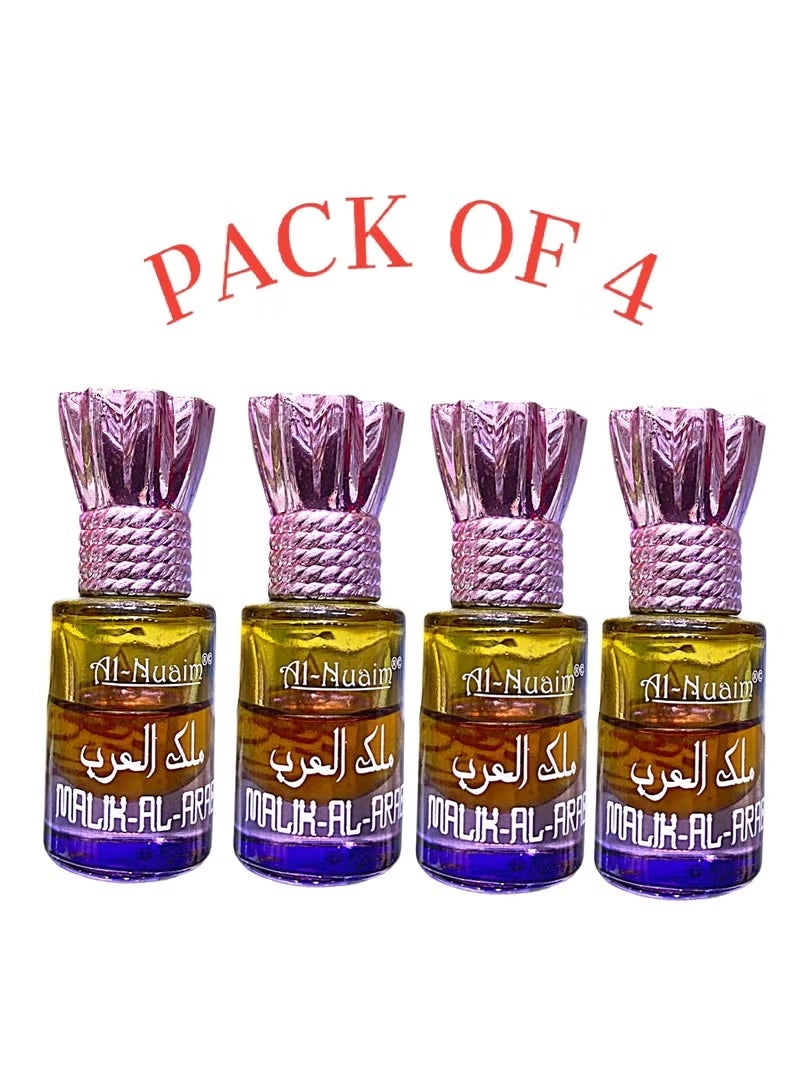 أل نواعم مجموعة النعيم لتحفة، عطر مالك العرب رول أون 6 مل (عبوة من 4) | زيت عطري مركز للجنسين خالٍ من الكحول | عطر شرقي طويل الأمد برائحة المسك والخشب للرجال والنساء | عطر بحجم الجيب - Image 1