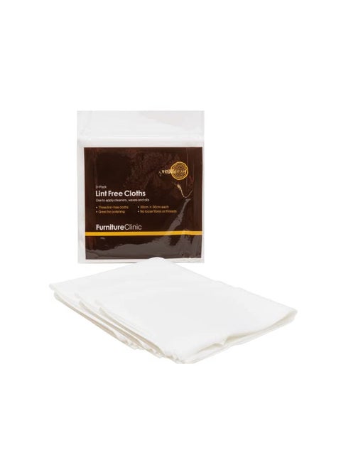 Furniture Clinic Lint Free Cotton Cloths | Eco-Friendly and Reusable Multi-Purpose Application Rags | for Furniture, Home, and Office Oiling and Waxing | Hypoallergenic | Quick-Drying | 3 Pack