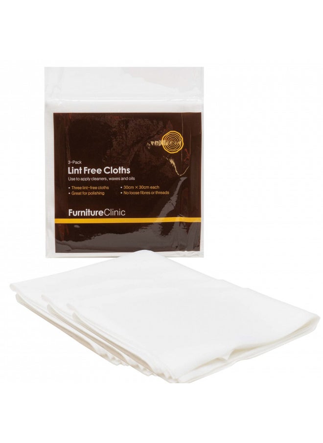 Furniture Clinic Lint Free Cotton Cloths | Eco-Friendly and Reusable Multi-Purpose Application Rags | for Furniture, Home, and Office Oiling and Waxing | Hypoallergenic | Quick-Drying | 3 Pack