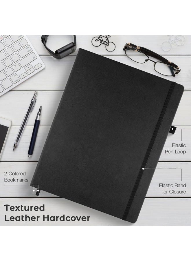 MaleDen College Ruled Notebook, A4 Hardcover Leather Notebook for Work, Lined Notebook Journal for Women, Men, 192 Thick Paper, Lay Flat, Large Notebook with 2 Pockets, Professional Business Notebook, Black - Image 5