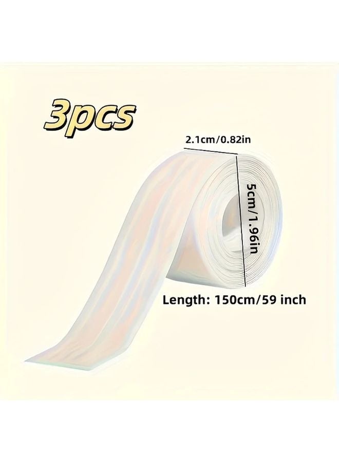 3 لفات شريط سدادة ذاتية اللاصق مقاوم للماء لختم حوض المطبخ والحمام - Image 3