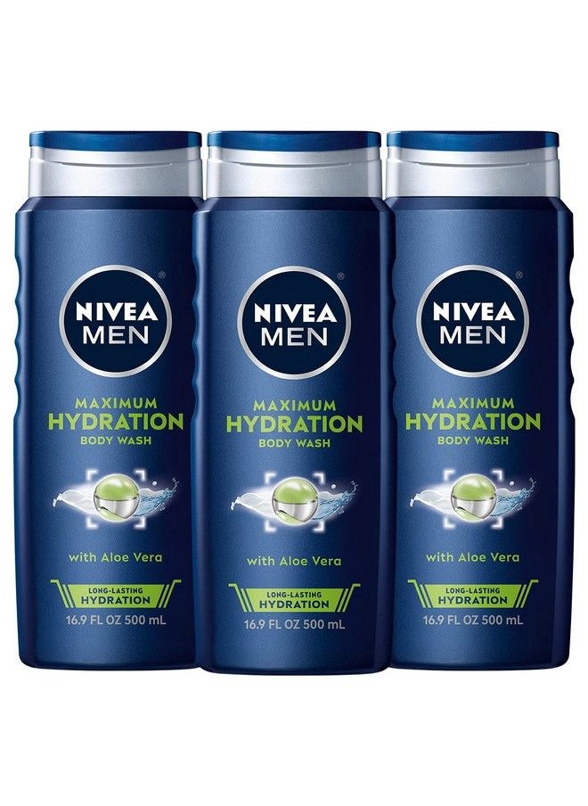 NIVEA MEN - Maximum Hydration Body Wash Aloe Vera Body Wash For Dry Skin 16.9 Fl Oz (Pack Of 3) - Image 1