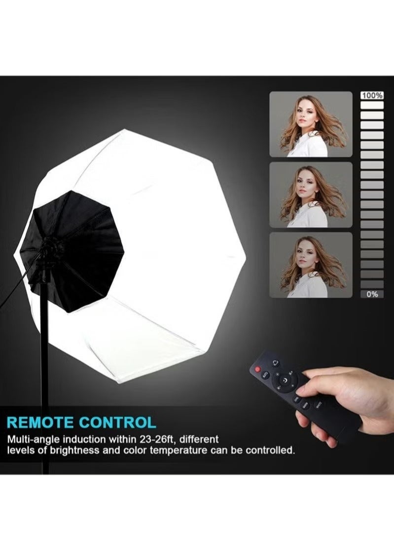 Photography Softbox Lighting Kit with 380W 3 Colors Remote LED Bulbs,Soft Boxes and Carry Bag for Video Recording, Portraits Shooting - Image 2