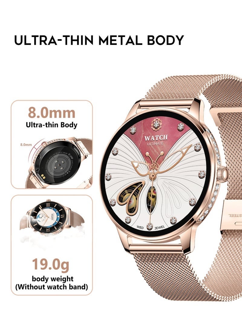G-Tab GLR4 Women’s Smart Watch AMOLED Display Bluetooth Calling NFC Fitness Tracker Heart Rate Sleep Monitor Waterproof Smartwatch for Ladies Girls Rose Gold with Notifications - Image 5