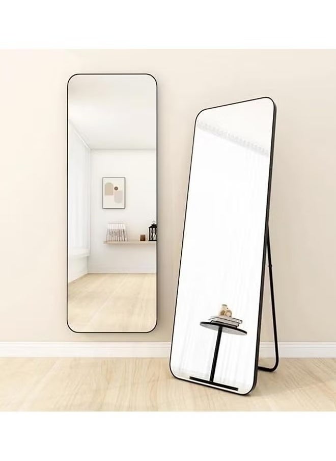 Beauenty Full Length Mirror 155X45Cm, Floor Mirrors With Aluminum Alloy Frame Free-Standing Leaning Large Bedroom Dressing Mirror, Full Body Mirror With Stand For Living Room,Bedroom,Black  - Image 1