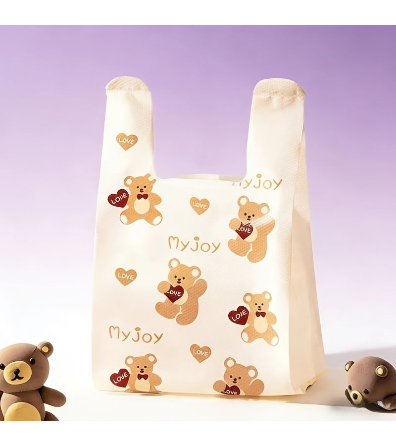 20 Pcs Doll Bear Pattern Plastic Vest Bags Multi-purpose Cartoon Shopping Tote Bags 7.87 13.78 Inch Durable For Retail Malls Commodity - Image 1