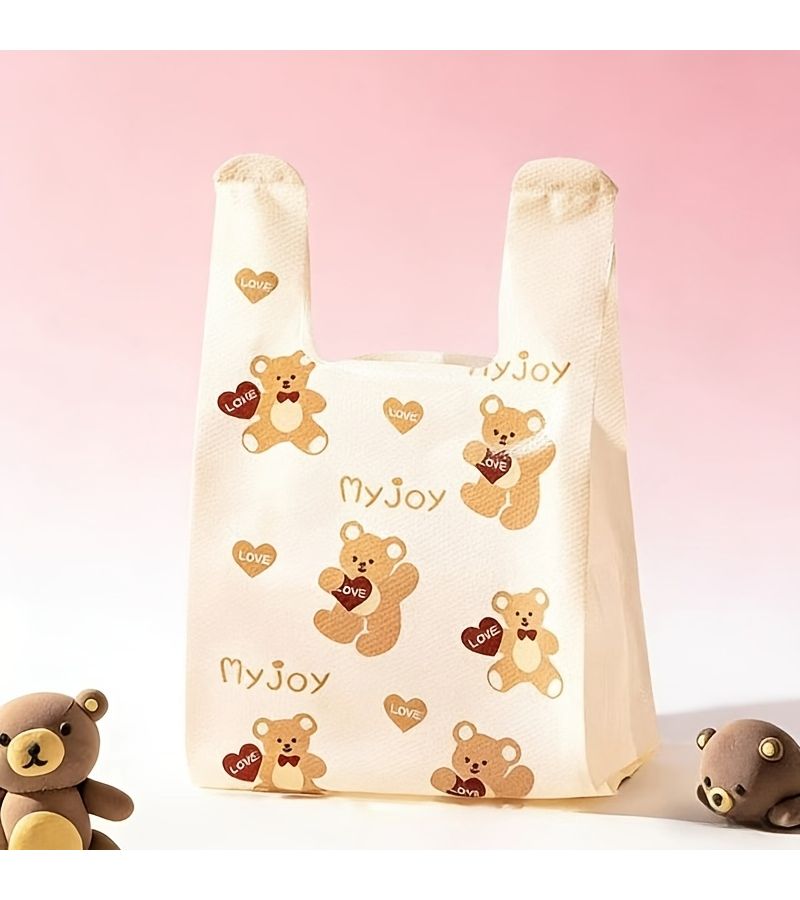 20 Pcs Doll Bear Pattern Plastic Vest Bags Multi-purpose Cartoon Shopping Tote Bags 7.87 13.78 Inch Durable For Retail Malls Commodity - Image 2