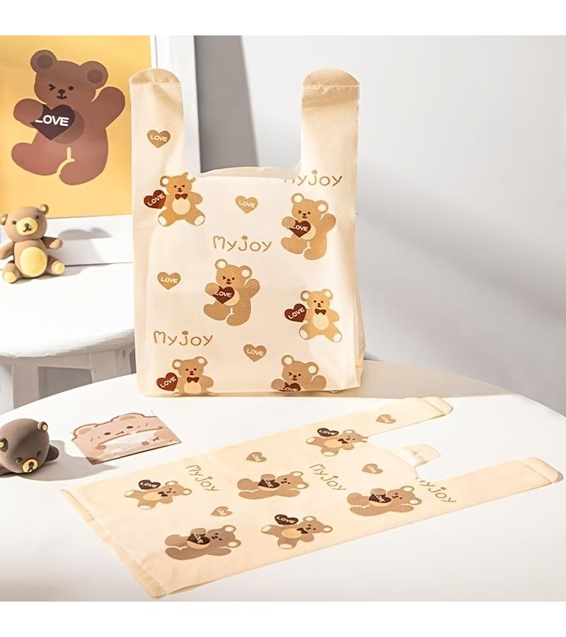 20 Pcs Doll Bear Pattern Plastic Vest Bags Multi-purpose Cartoon Shopping Tote Bags 7.87 13.78 Inch Durable For Retail Malls Commodity - Image 4