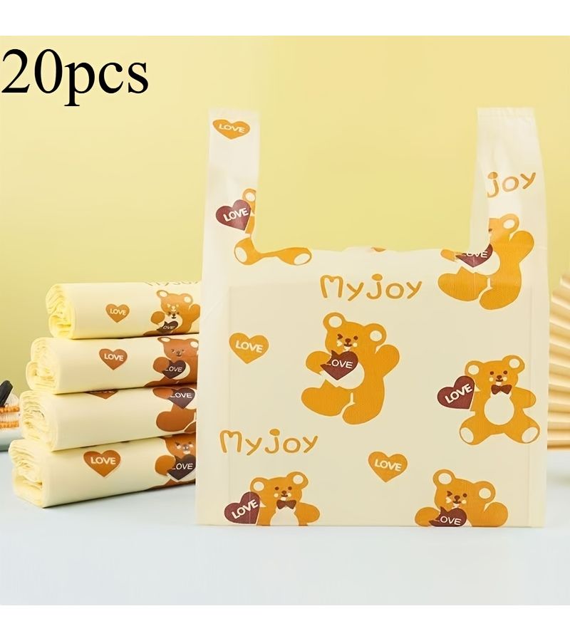 20 Pcs Doll Bear Pattern Plastic Vest Bags Multi-purpose Cartoon Shopping Tote Bags 7.87 13.78 Inch Durable For Retail Malls Commodity - Image 5