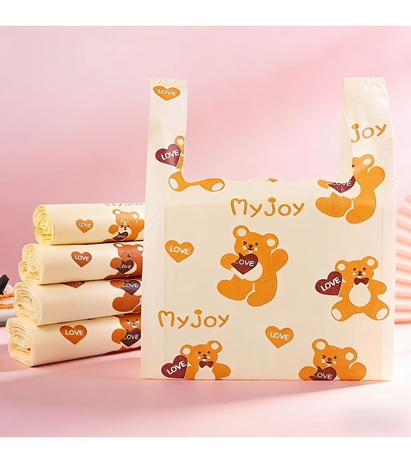 20 Pcs Doll Bear Pattern Plastic Vest Bags Multi-purpose Cartoon Shopping Tote Bags 7.87 13.78 Inch Durable For Retail Malls Commodity - Image 3