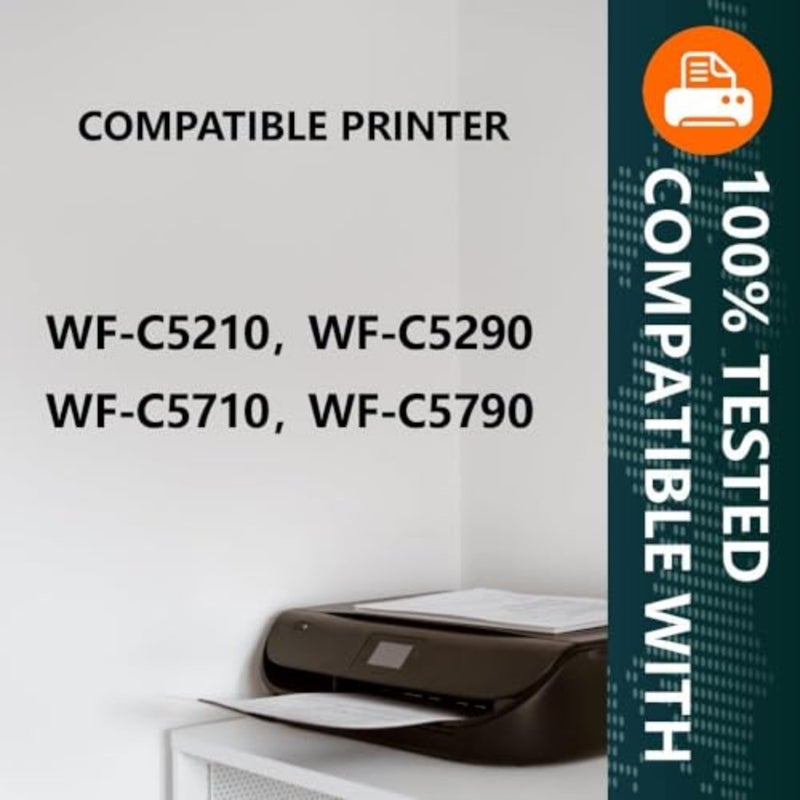 وحدة تزويد الحبر الأصفر المتوافقة مع طابعات Epson WorkForce Pro: WF-C5710DWF، WF-C5790DWF، WF-C5210DW، WF-C5290DW، WF-C5710، WF-C5790، WF-C5210، WF-C5290 حبر صبغي عالي الإنتاجية للاستخدام المكتبي - Image 2