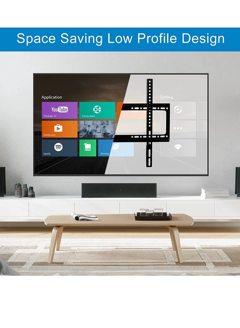 TV Wall Mount 26 63 Inches Ultra Strong Slim Fixed TV Bracket Heavy Duty Ultra Super Strong 50KG TV Wall Mount with Wall Fixing Kit for Flat Curved Screen TV LED LCD OLED and Plasma 50Kg