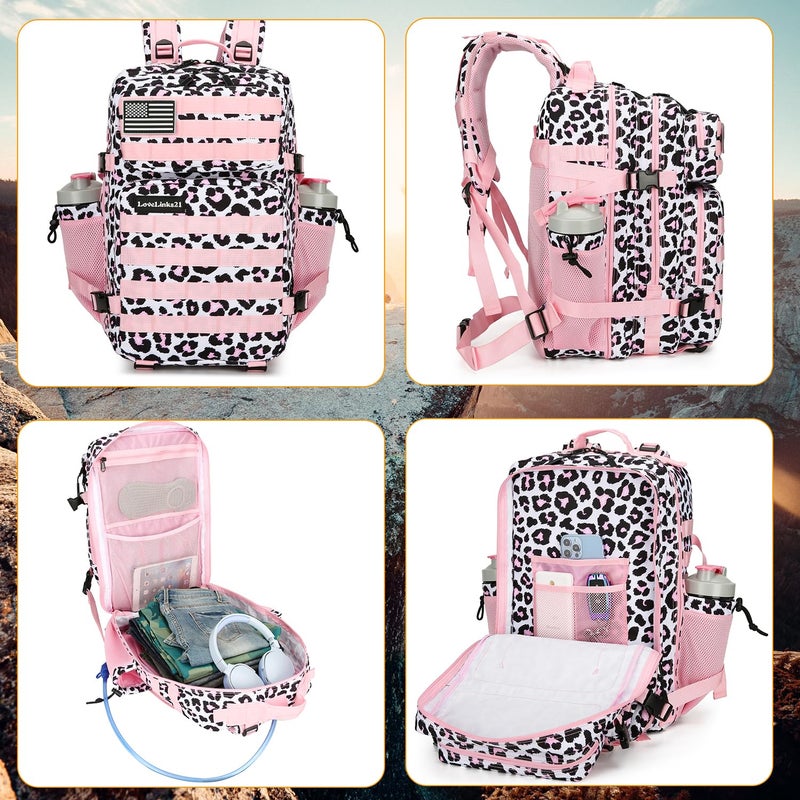 Lovelinks21 25L Tactical Backpack for Men and Women Military Backpack Small Assault Pack Molle Backpack Bug Out Bag Travel Rucksack Daypack (Pink Leopard) - Image 3