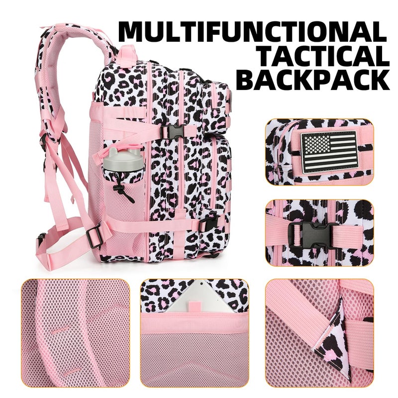 Lovelinks21 25L Tactical Backpack for Men and Women Military Backpack Small Assault Pack Molle Backpack Bug Out Bag Travel Rucksack Daypack (Pink Leopard) - Image 5