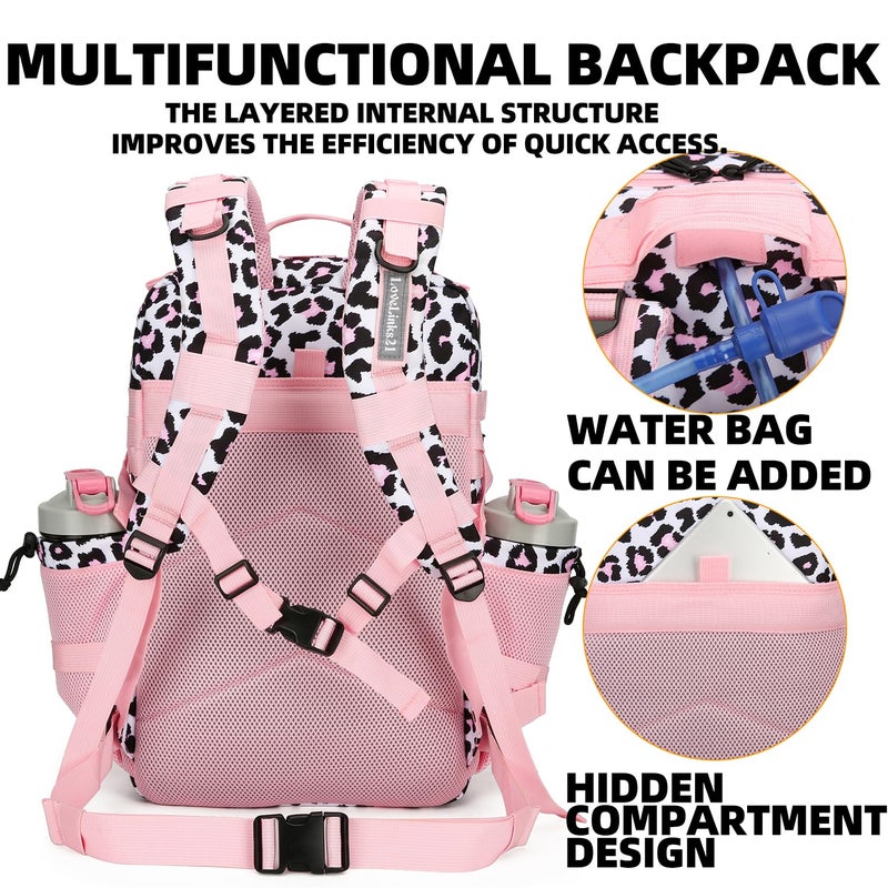 Lovelinks21 25L Tactical Backpack for Men and Women Military Backpack Small Assault Pack Molle Backpack Bug Out Bag Travel Rucksack Daypack (Pink Leopard) - Image 4