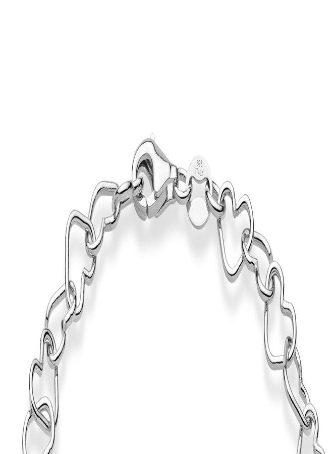 Miabella 925 Sterling Silver Italian 5mm Heart Link Chain Bracelet for Women, Made in Italy, 8 inches, Sterling Silver - Image 2