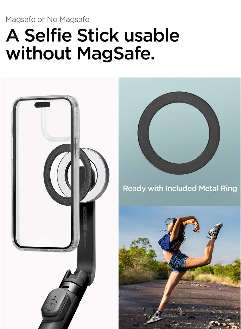 Spigen MagSafe Selfie Stick Tripod Stand (MagFit) with Bluetooth Remote Control Shutter 24" Extendable [MagSafe Metal Ring & Strap included] for iPhone 16 15 14 13 12 Pro Max & Android - Black  - Image 2