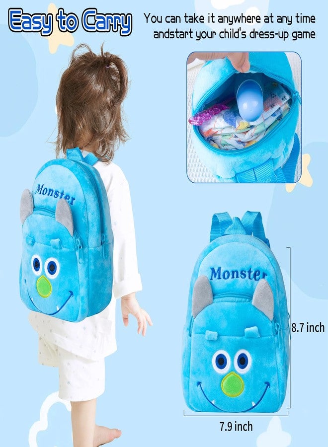 PEDOLLTREE 12 Pcs Set Reborn Baby Dolls Clothes Outfit Accessories Blue Dinosaur Set for 17-22 Inch Reborn Doll Newborn Boy with Monster Backpack Diaper - Image 4