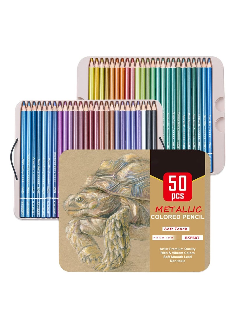 SYOSI 300 Pcs Metallic Colored Pencils for Adult Coloring, Soft Core with Vibrant Color, Ideal Drawing Blending Sketching Shading, Coloring Adults Kids Beginners - Image 1
