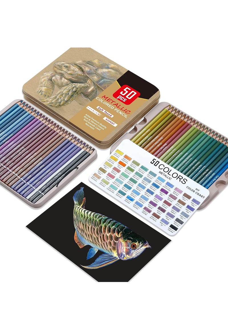SYOSI 300 Pcs Metallic Colored Pencils for Adult Coloring, Soft Core with Vibrant Color, Ideal Drawing Blending Sketching Shading, Coloring Adults Kids Beginners - Image 3