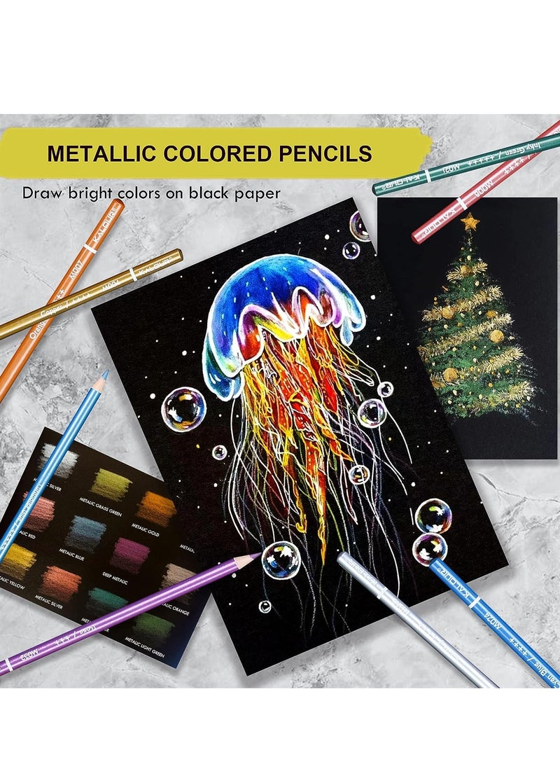 SYOSI 300 Pcs Metallic Colored Pencils for Adult Coloring, Soft Core with Vibrant Color, Ideal Drawing Blending Sketching Shading, Coloring Adults Kids Beginners - Image 5